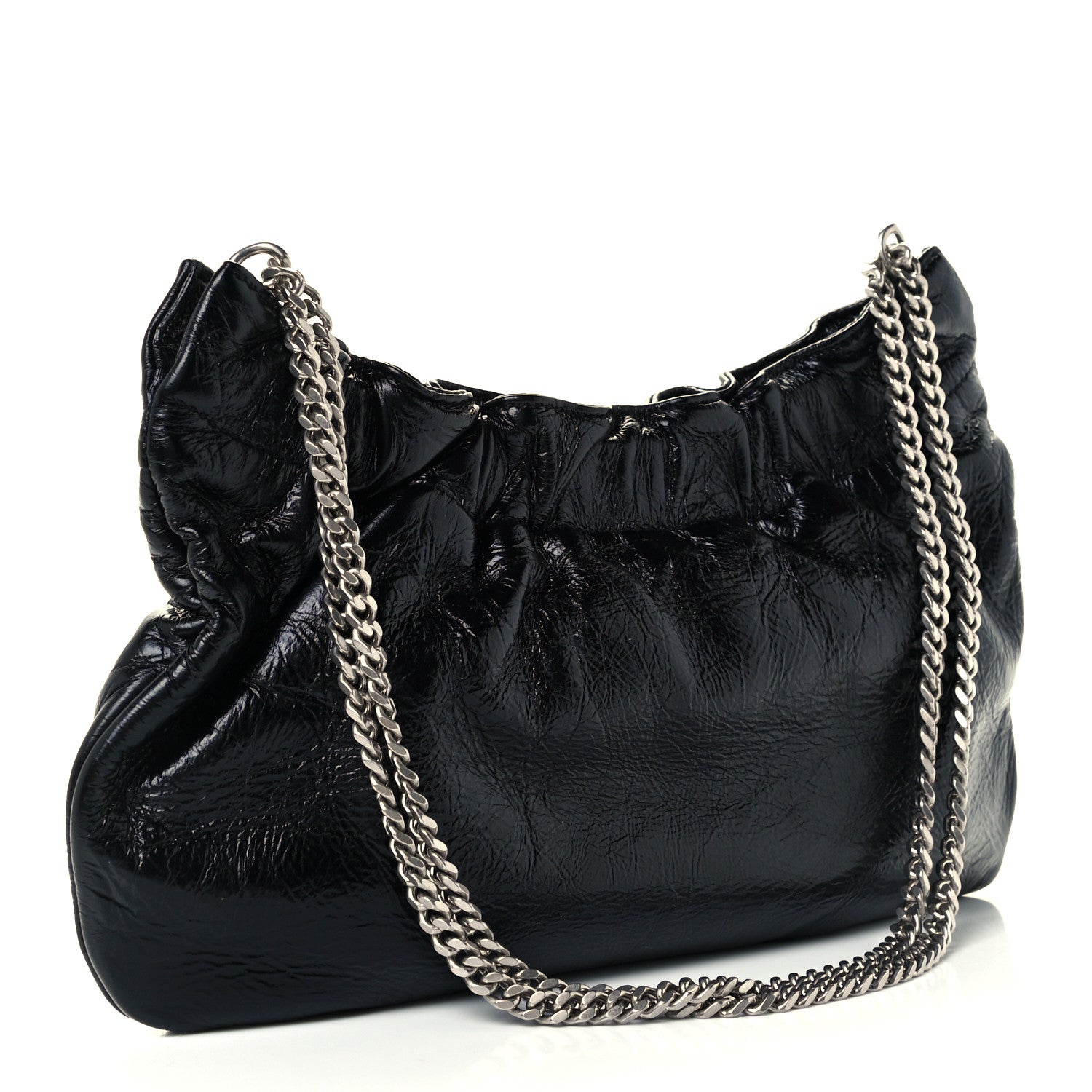 Saint Laurent Calfskin Pac Ruched Hobo Black 3 of 10