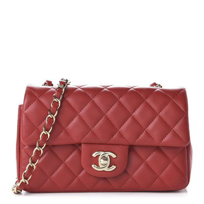 Chanel Lambskin Quilted Mini Rectangular Flap Red 1 of 11