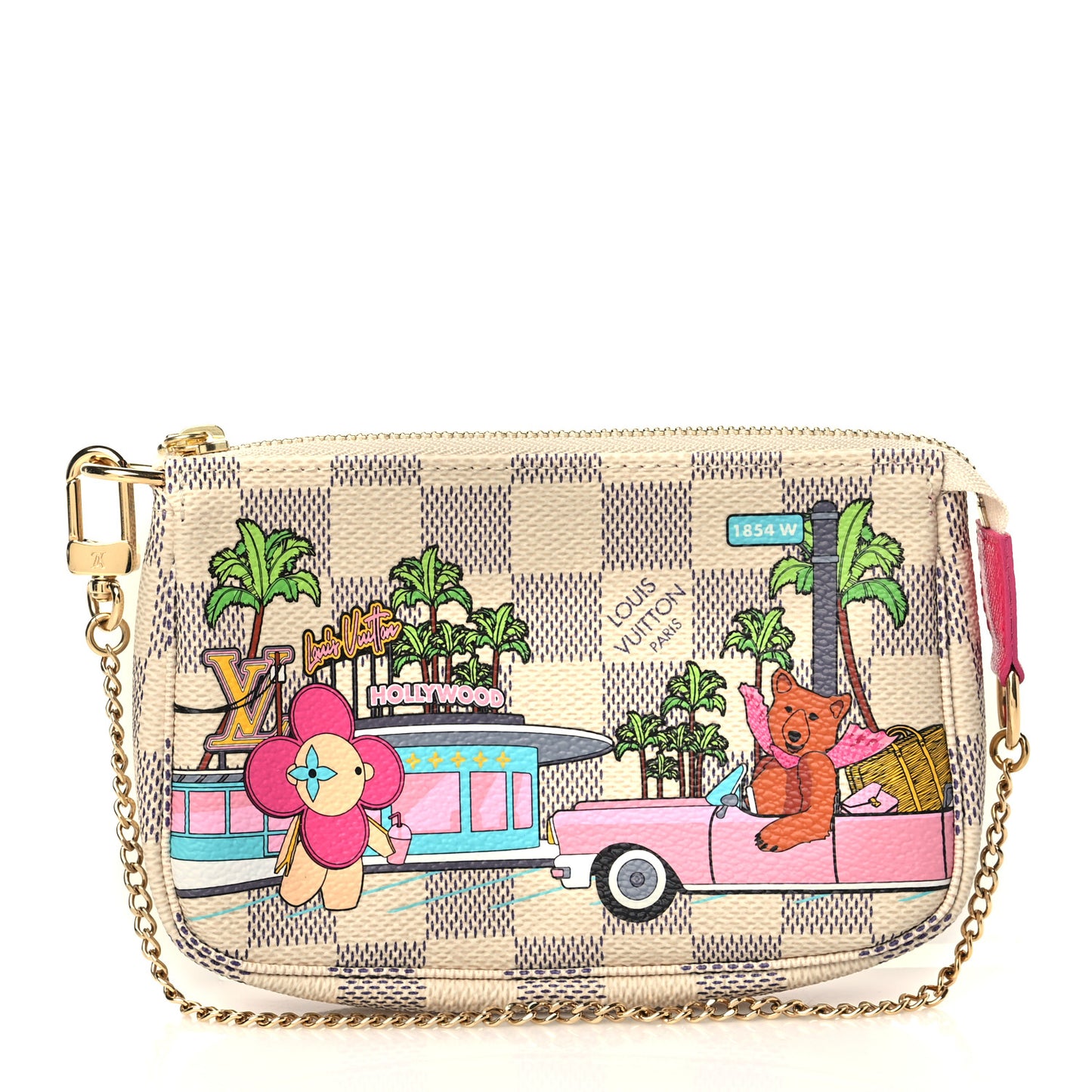 Damier Azur 2021 Christmas Animation Hollywood Mini Pochette Accessories Fuchsia