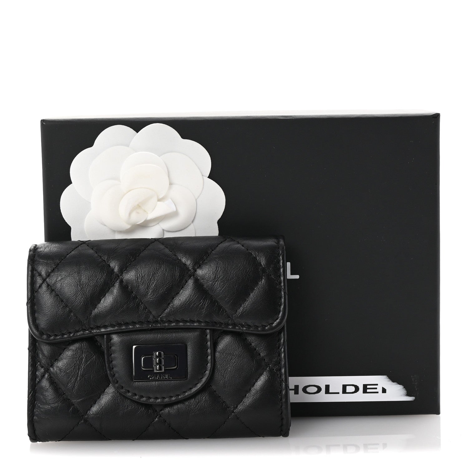 Chanel Aged Calfskin Quilted Reissue Flap Card Holder Wallet So Black 9 of 9