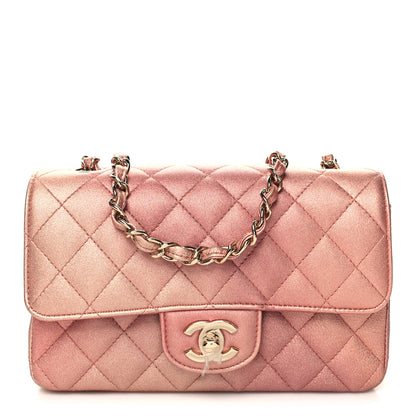 Chanel Metallic Lambskin Quilted Ombre Mini Rectangular Flap Pink 1 of 11