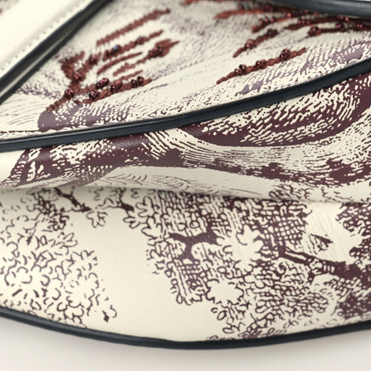 Christian Dior Calfskin Embroidered Toile de Jouy Saddle Bag Burgundy 7 of 7