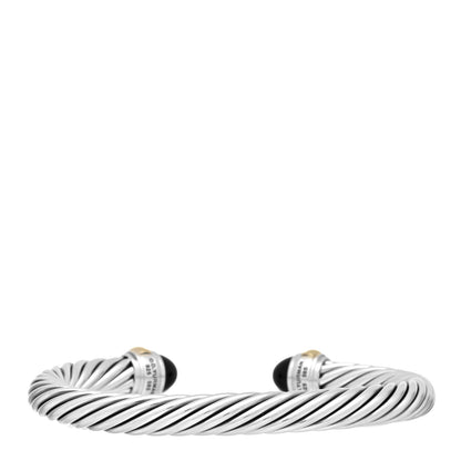 David Yurman Sterling Silver 14K Yellow Gold Black Onyx 7mm Cable Classics Bracelet 3 of 4