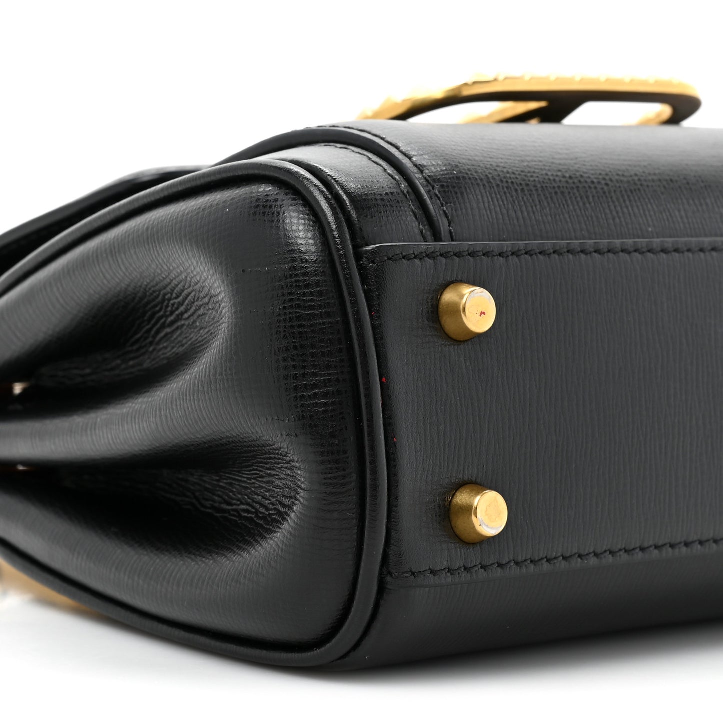 Grainy Calfskin Mini Rockstud Alcove Top-Handle Bag Black