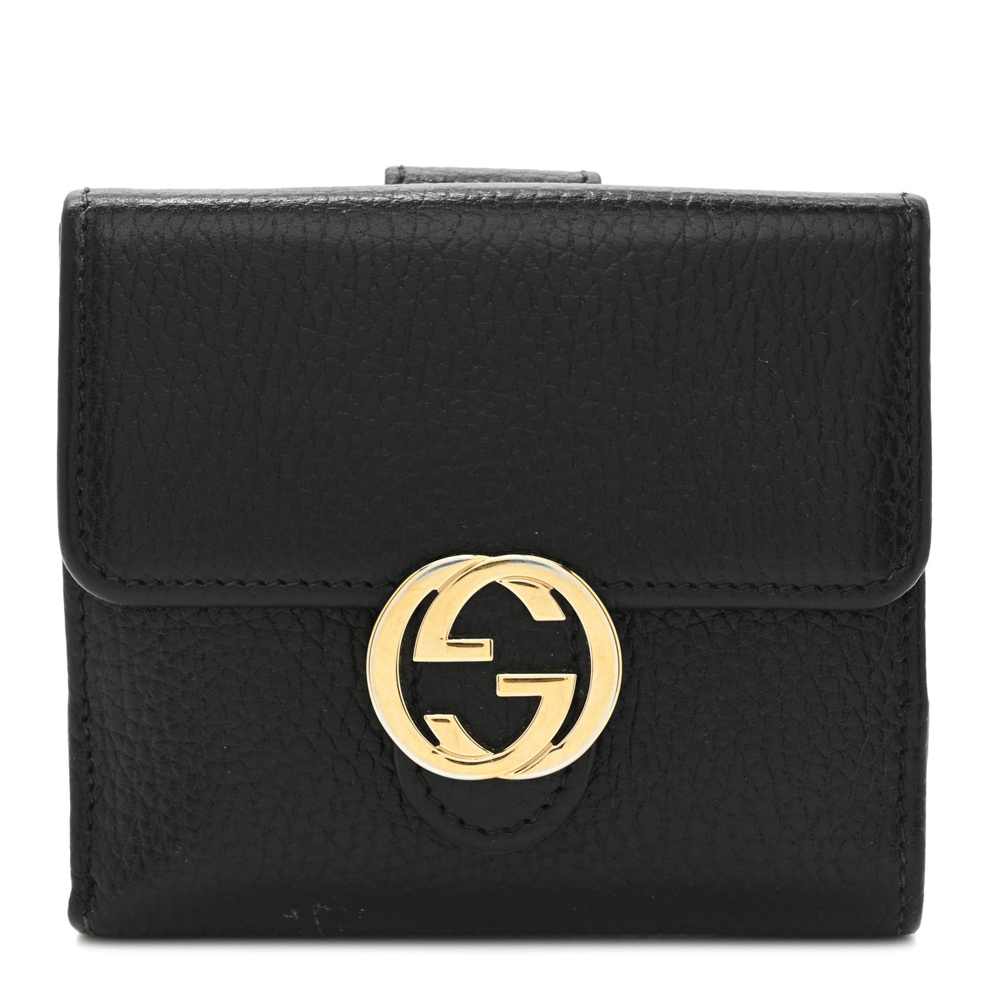 Dollar Calfskin Interlocking G French Wallet Black