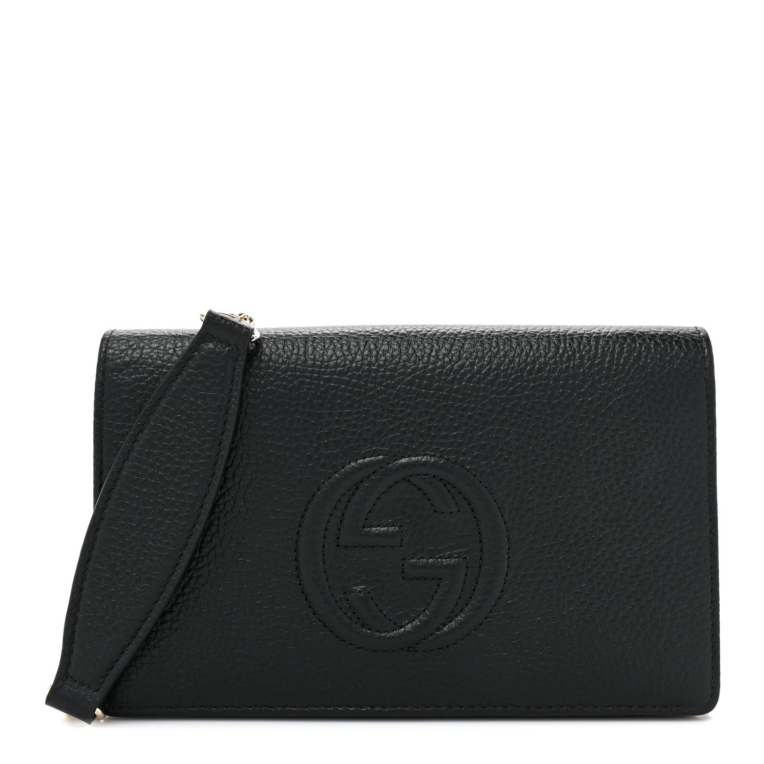 Gucci Pebbled Calfskin Soho Wallet On Chain Black 1 of 12