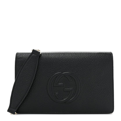 Gucci Pebbled Calfskin Soho Wallet On Chain Black 1 of 12