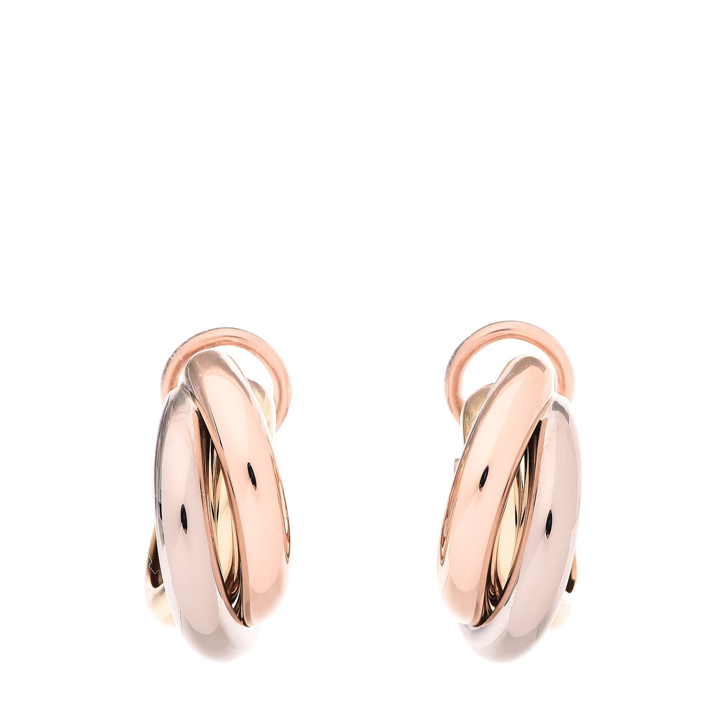 18K Pink Yellow White Gold Small Trinity Earrings