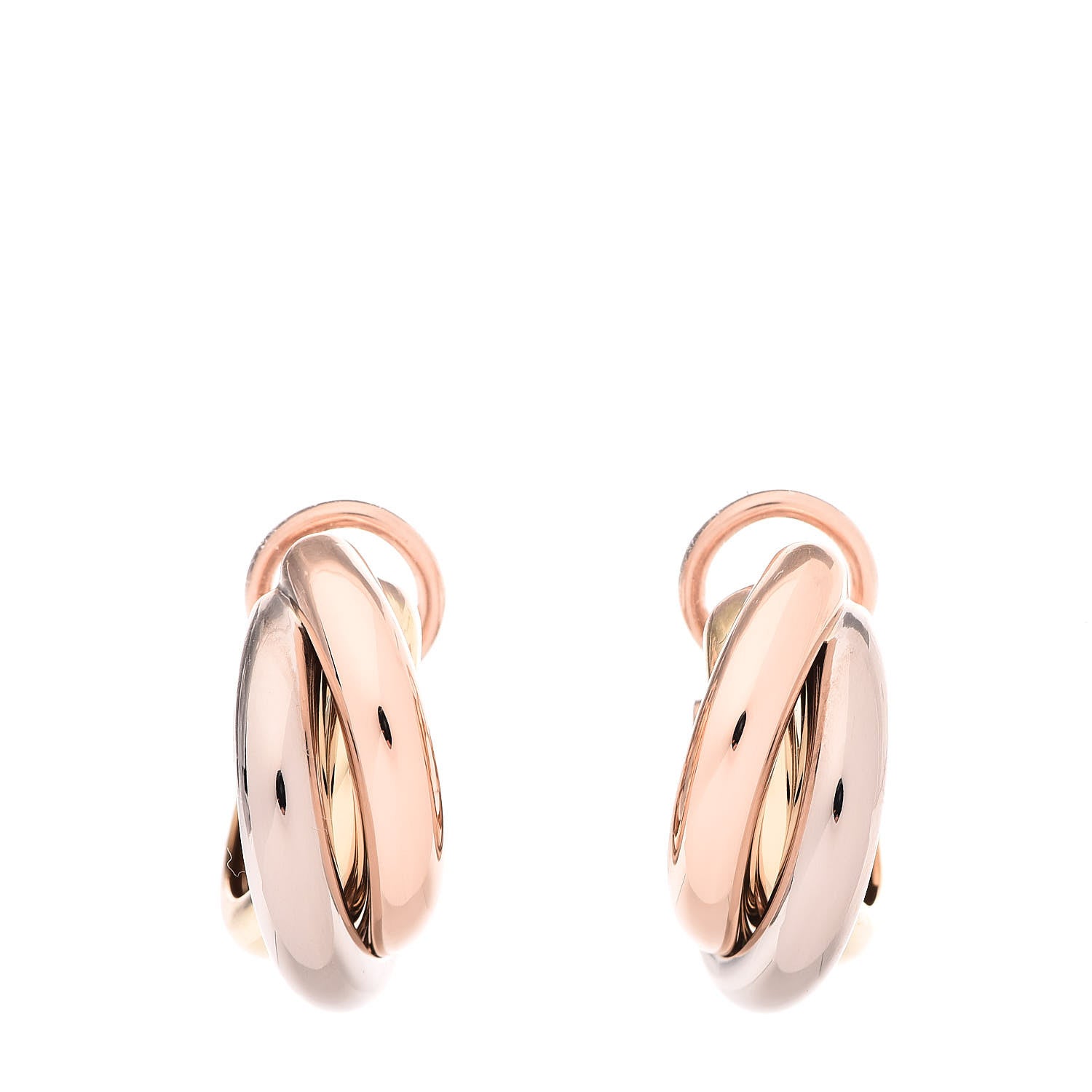 Cartier 18K Pink Yellow White Gold Small Trinity Earrings 1 of 5
