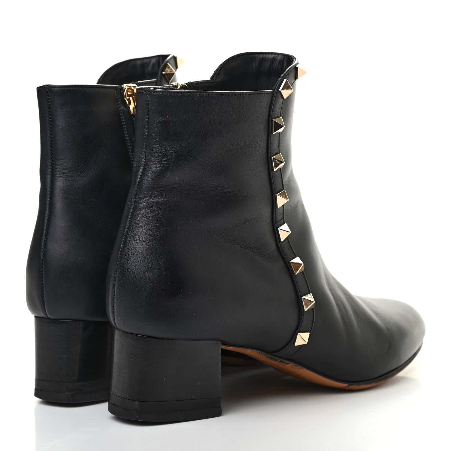 Valentino Garavani Smooth Calfskin Rockstud 40mm Ankle Boots 36.5 Black 4 of 10