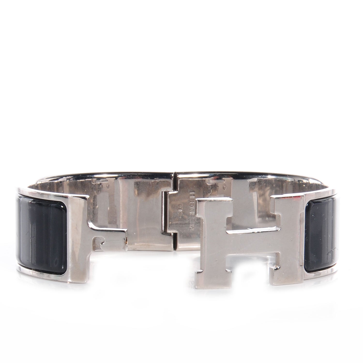 Hermes Enamel Clic Clac H Bracelet Wide PM Black 3 of 5