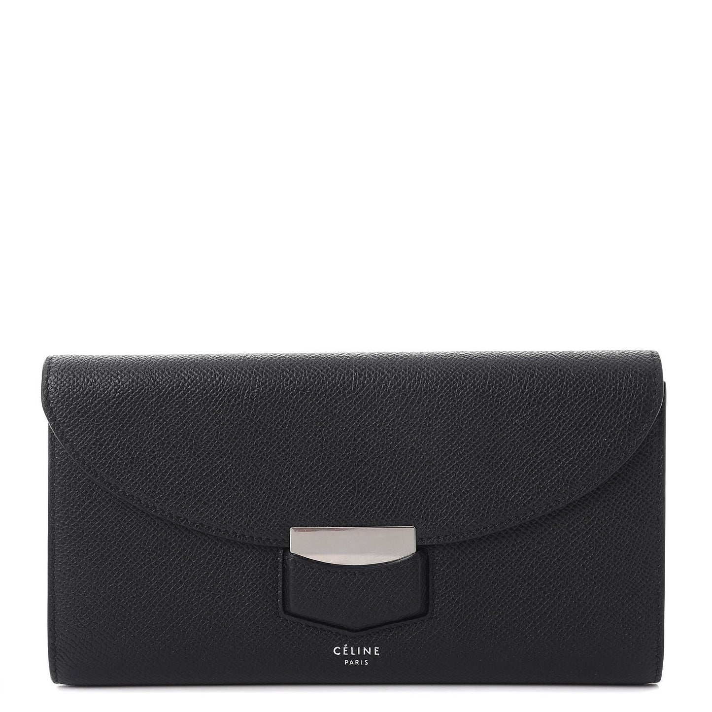 Grained Calfskin Large Trotteur Multifunction Flap Wallet Black