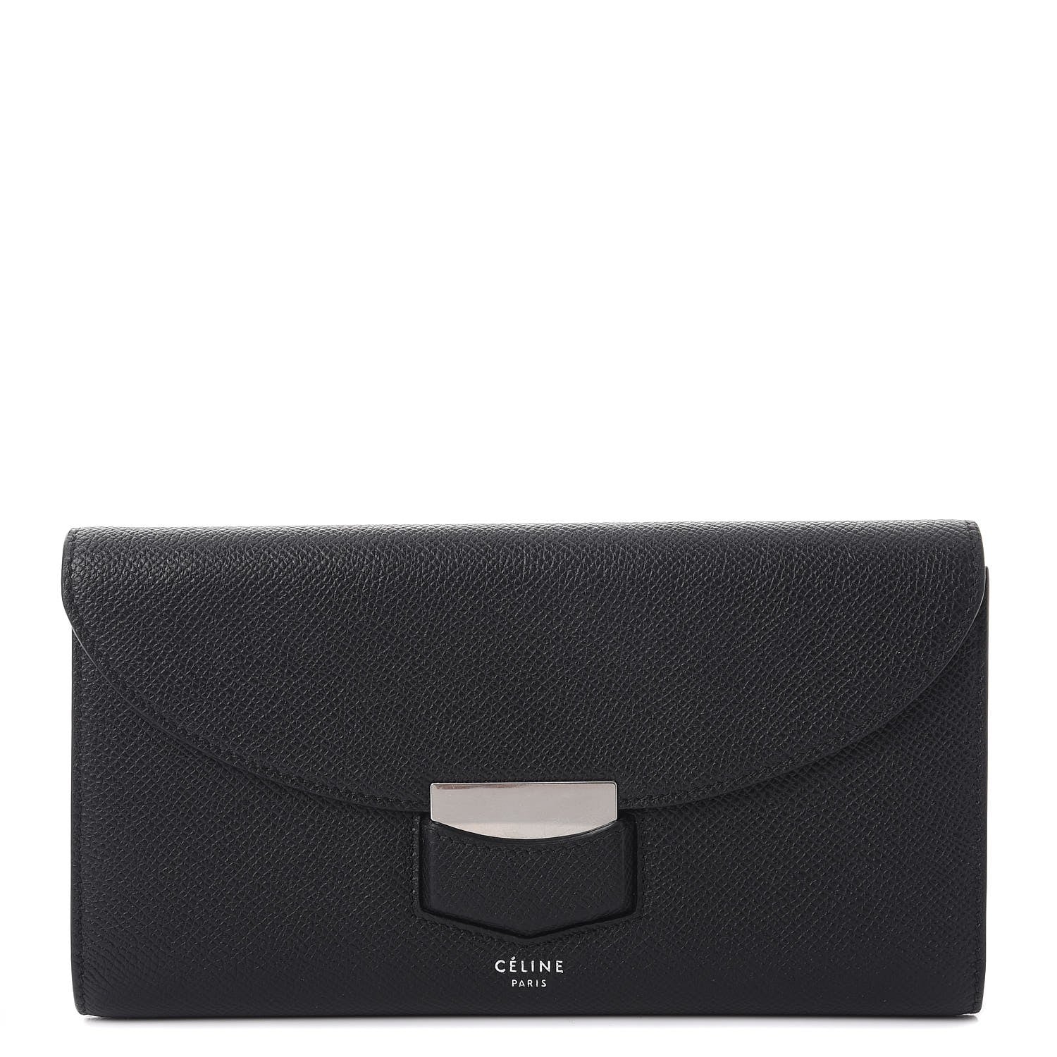 Celine Grained Calfskin Large Trotteur Multifunction Flap Wallet Black 1 of 9