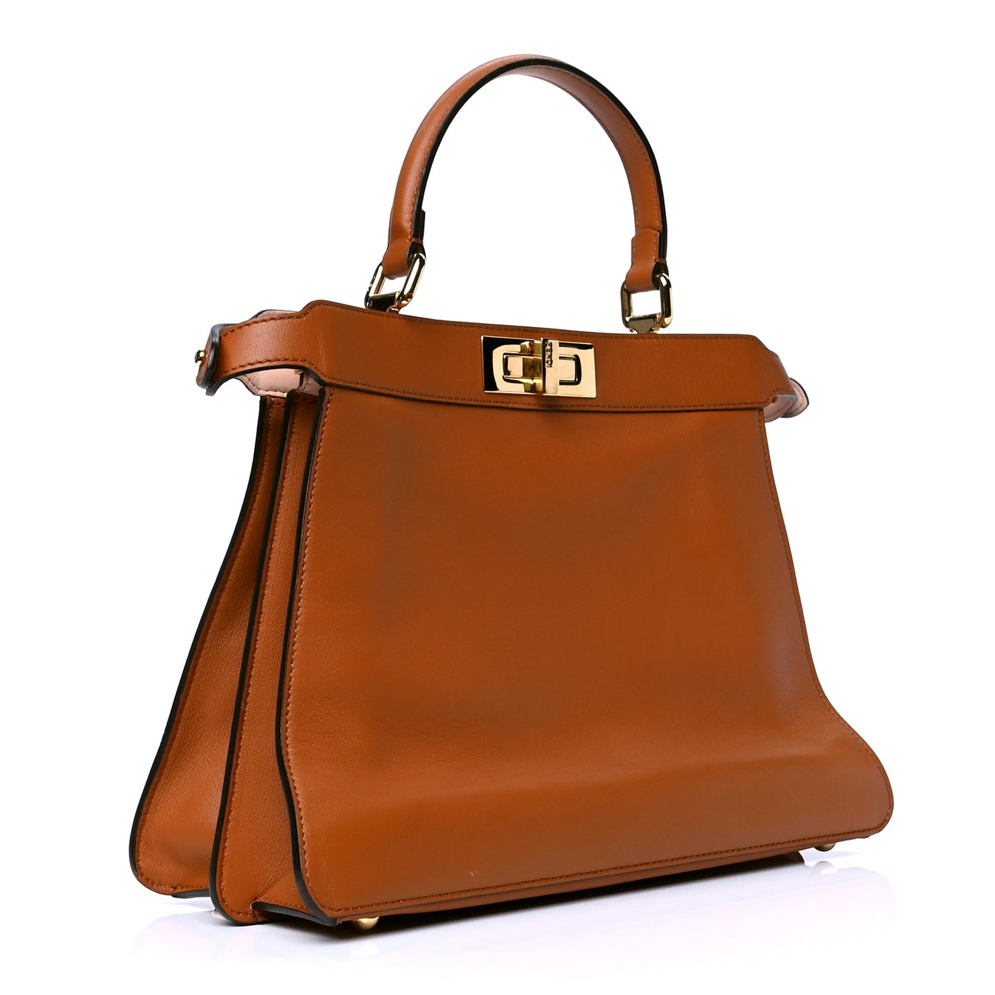 Vitello Seta Shiny Nappa Medium Peekaboo I SEE U Satchel Brandy Light Rose