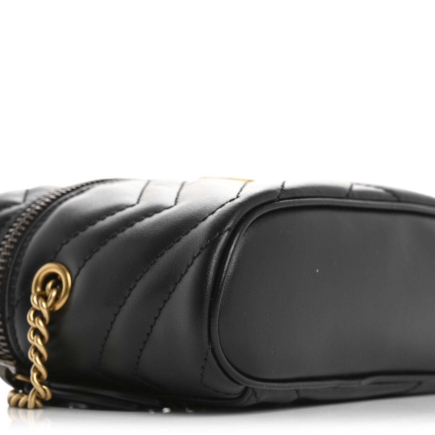 Gucci Calfskin Matelasse Chevron Mini GG Marmont Top Handle Bag Black 9 of 10
