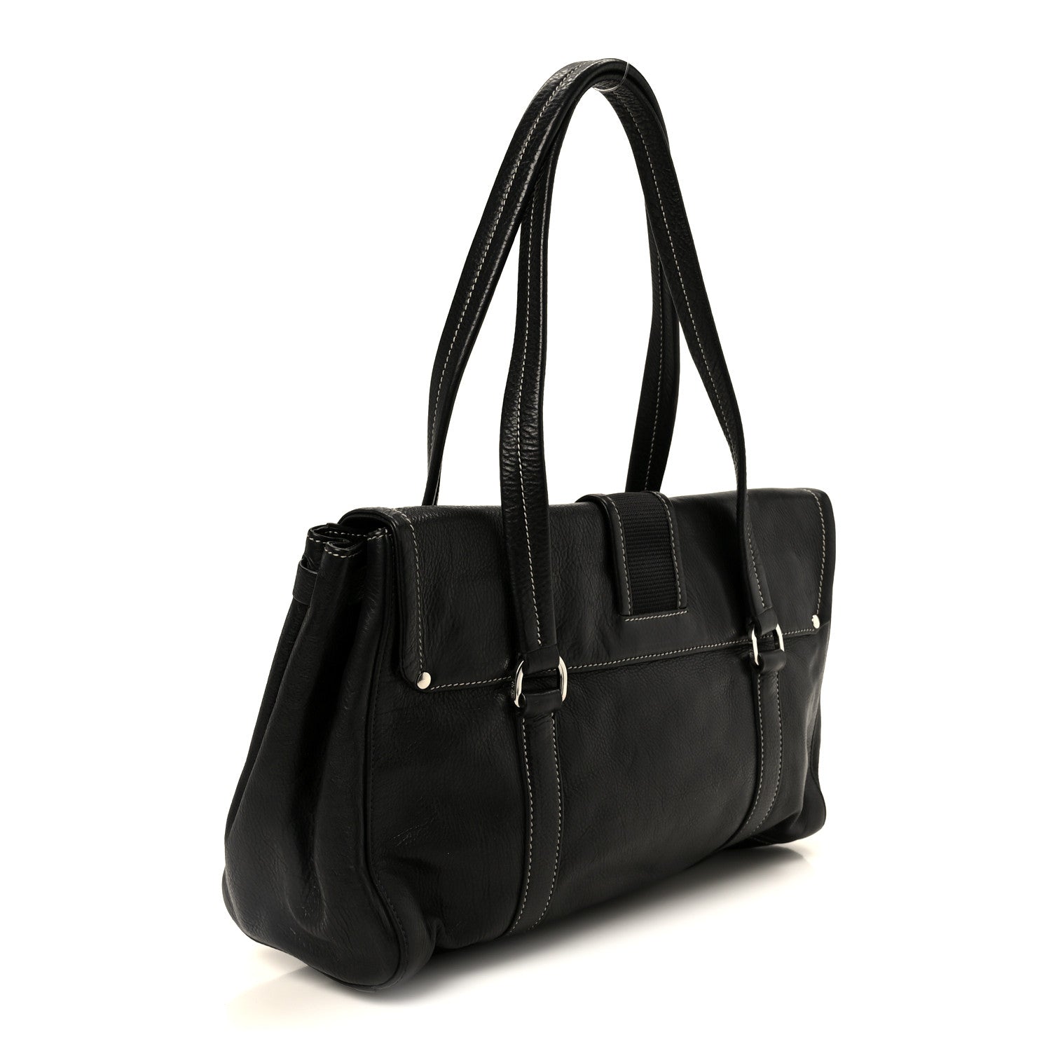 Prada Calf Pocket Shoulder Bag Black 3 of 11