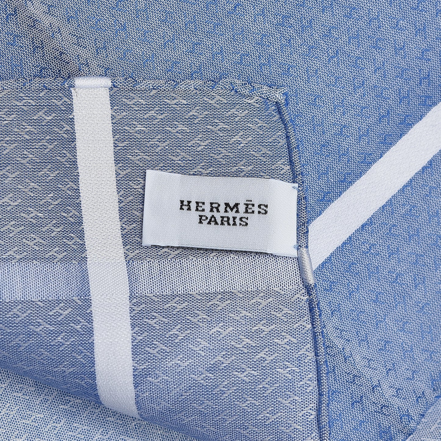 Cotton Hankachi Handkerchief Gift Set H Passant Jacquard d'H Bleu Ciel Bleu