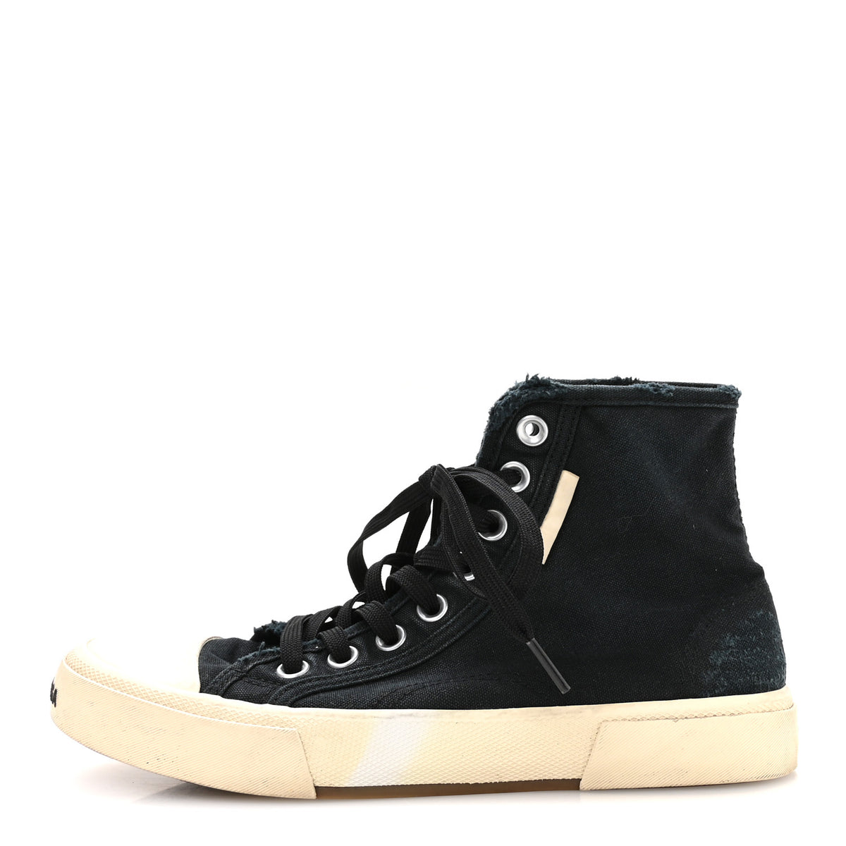 Canvas Distressed Womens Paris High Top Sneakers 38 Black