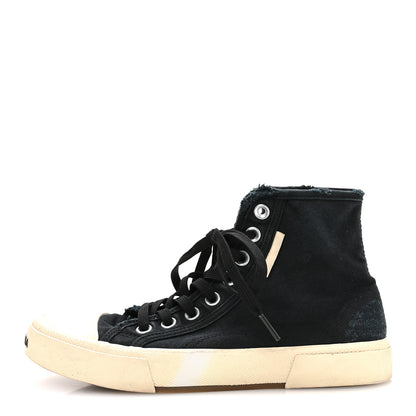 Balenciaga Canvas Distressed Womens Paris High Top Sneakers 38 Black 1 of 7