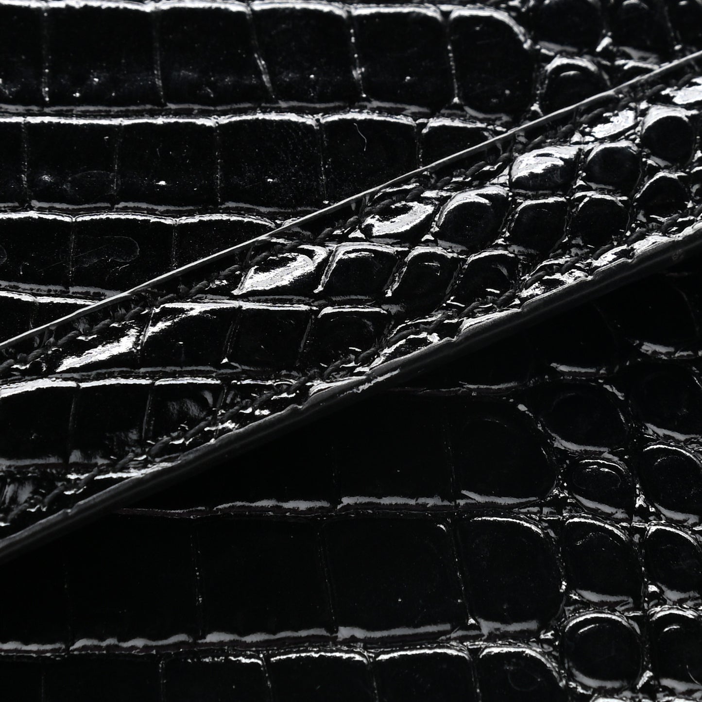 Calfskin Crocodile Embossed Medium Classic Monogram Cassandra Top Handle Black Rouge Legion