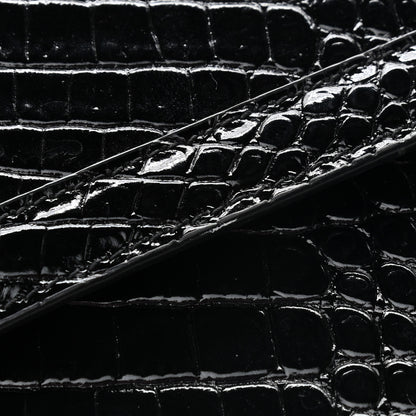 Saint Laurent Calfskin Crocodile Embossed Medium Classic Monogram Cassandra Top Handle Black Rouge Legion 9 of 11