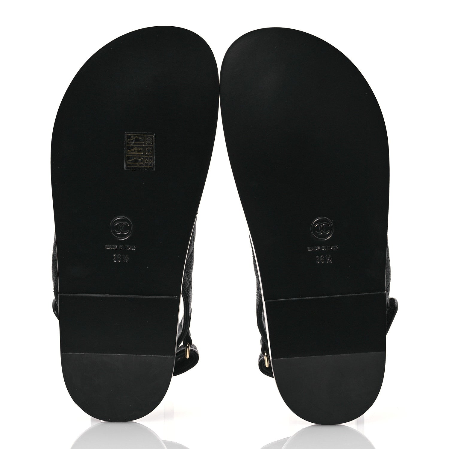 Chanel Grained Calfskin Velcro Dad Sandals 36.5 Black 6 of 9
