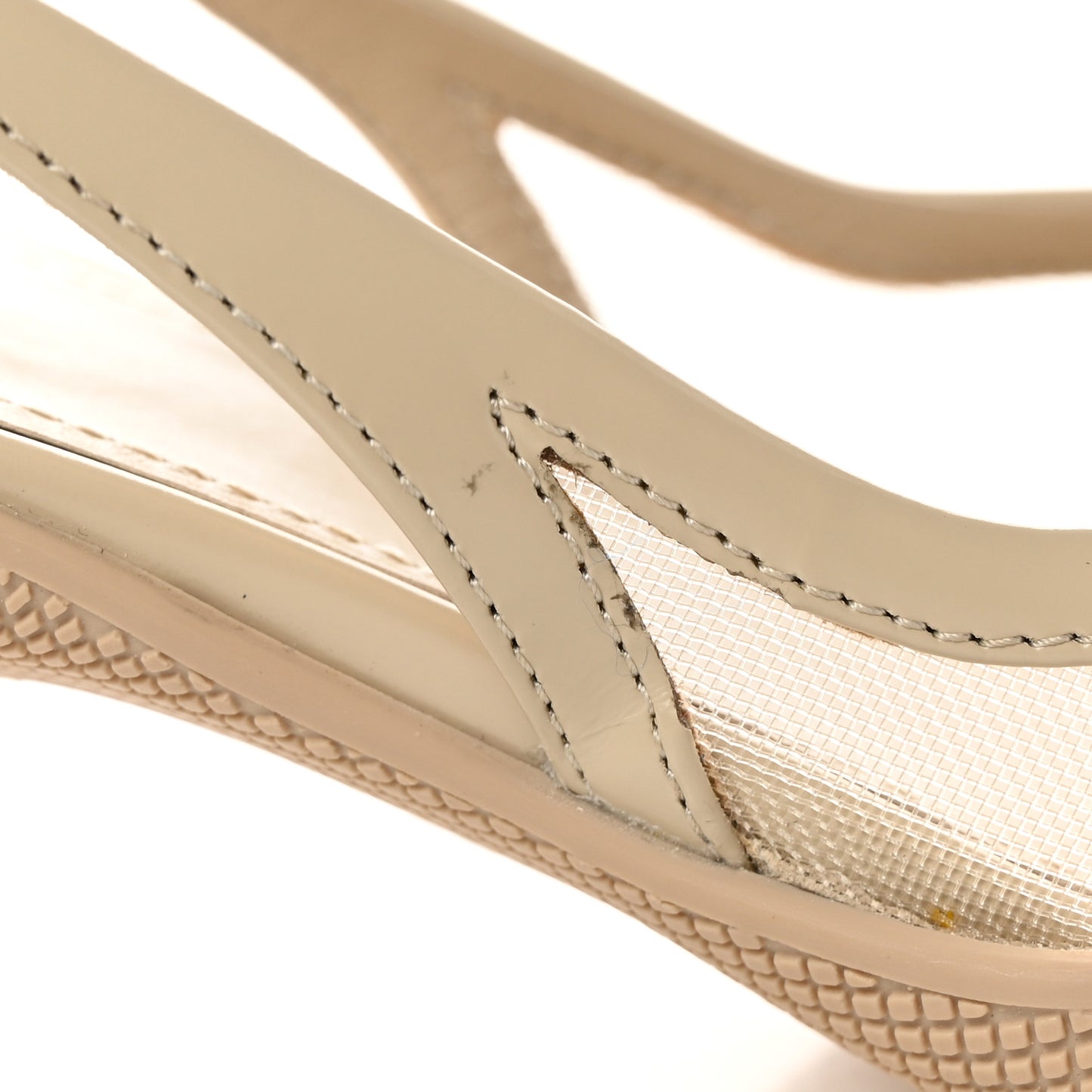 Mesh Nappa Triangle Logo Pointed Toe 45mm Slingback Pumps 38.5 Deserto