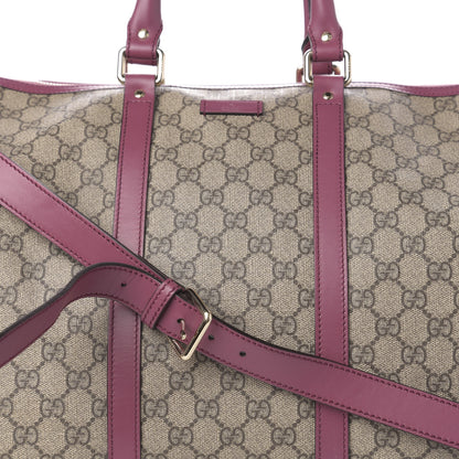 Gucci GG Supreme Monogram Selleria Calfskin Medium Carry On Duffle Bag Beige Ebony Peonia Flower 11 of 11