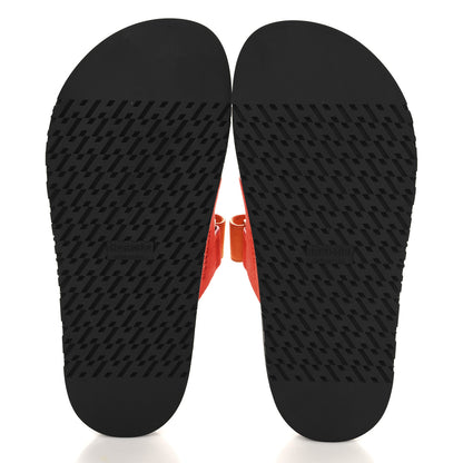 Hermes Suede Goatskin Womens Chypre Sandals 37.5 Rouge Ecarlate Sunset 6 of 10