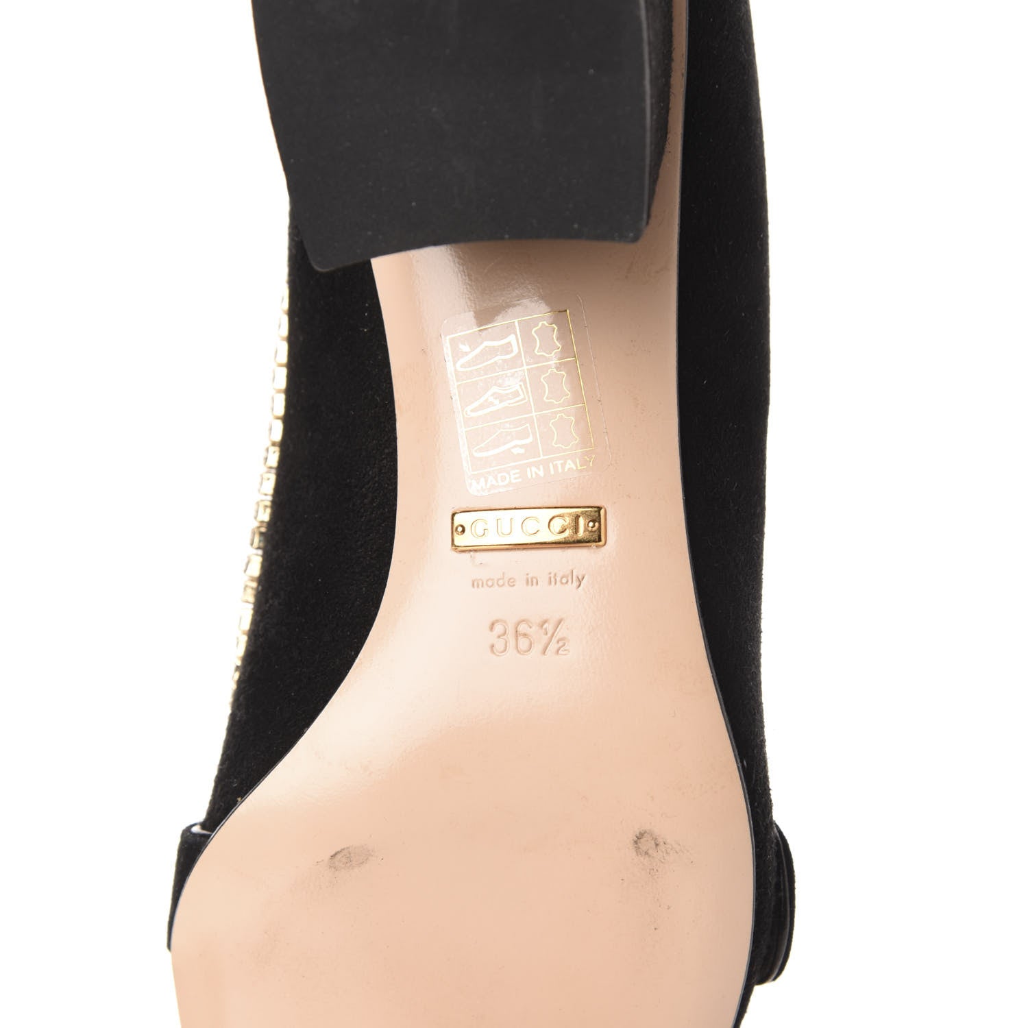 Gucci Kid Scamosciato Crystal GG Marmont Fringe 50mm Loafer Pumps 36.5 Black 7 of 8