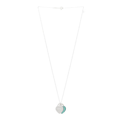 Tiffany Sterling Silver Enamel Return to Tiffany Double Heart Tag Pendant Necklace Blue 3 of 5