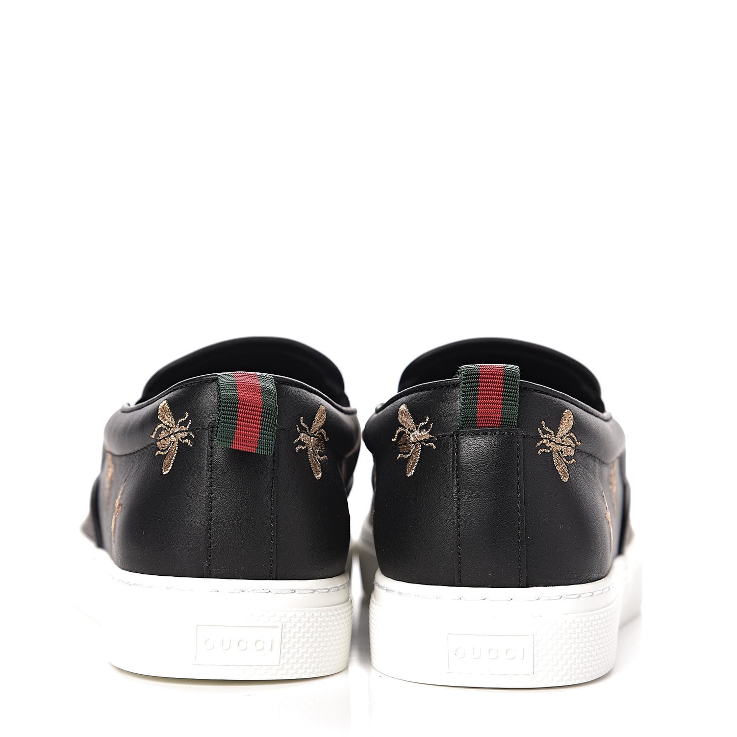 Calfskin Miro Soft Bee Star Embroidered Mens Dublin Slip On Sneakers 6.5 Black