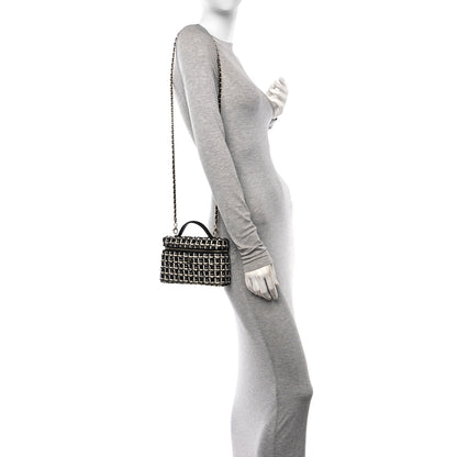 Chanel Tweed Quilted Top Handle Slim Long Vanity Black Ecru White 2 of 11