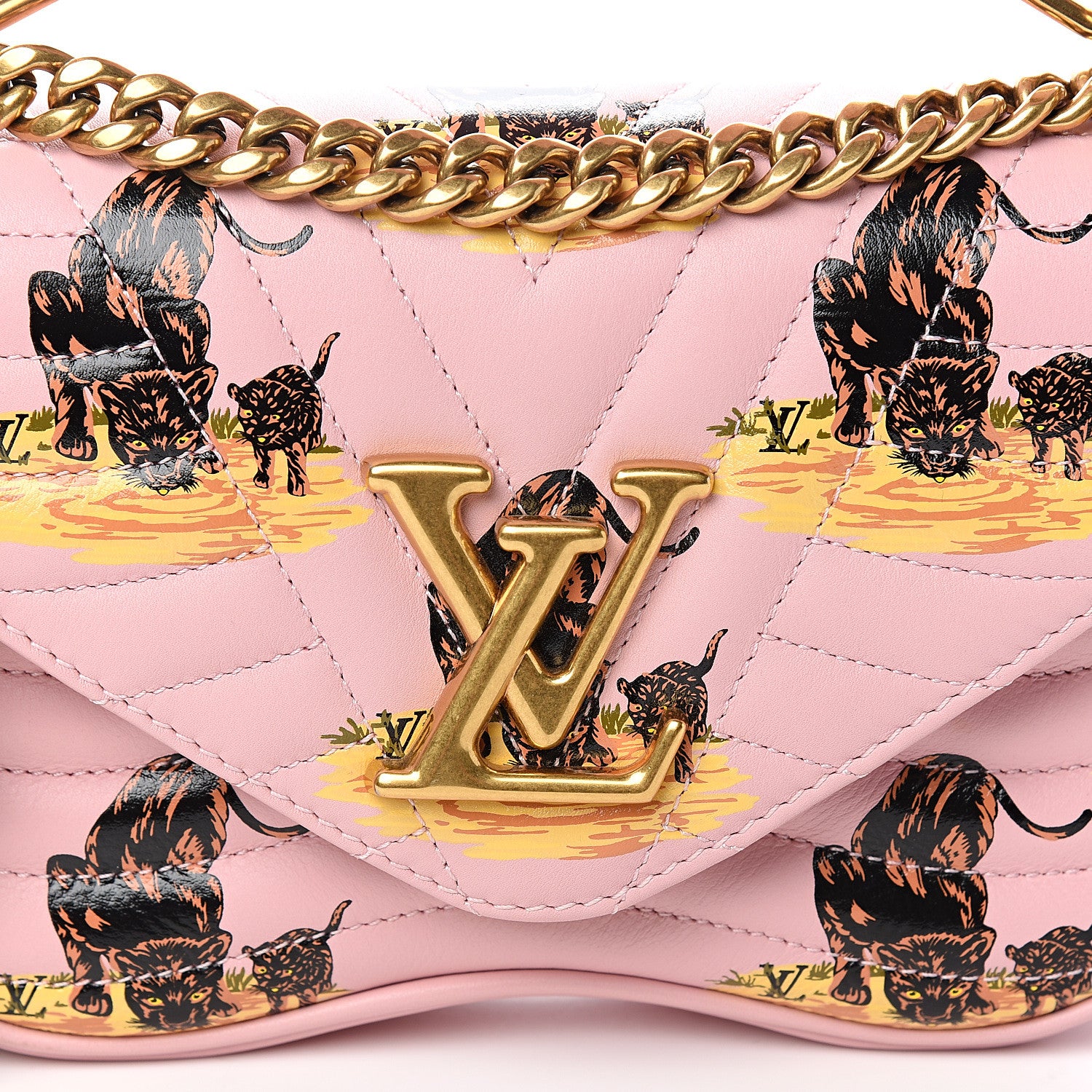 Louis Vuitton Calfskin Leopard Print New Wave Chain PM Light Pink 9 of 9
