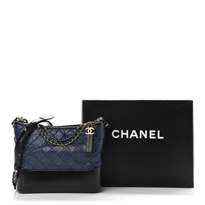 Chanel Aged Calfskin Quilted Medium Gabrielle Hobo Navy Black 11 of 11