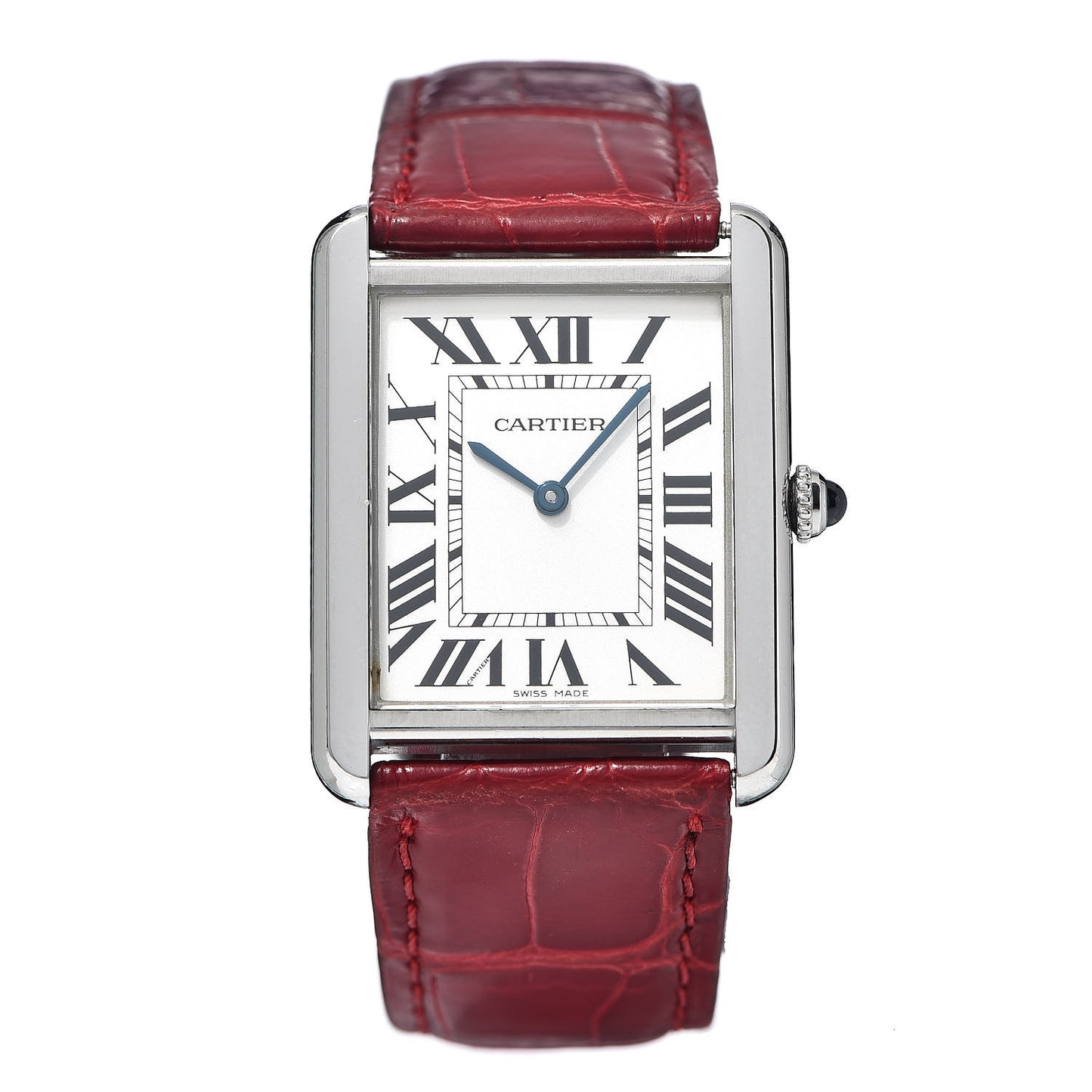 Stainless Steel Alligator 27mm Tank Solo Quartz Watch Red