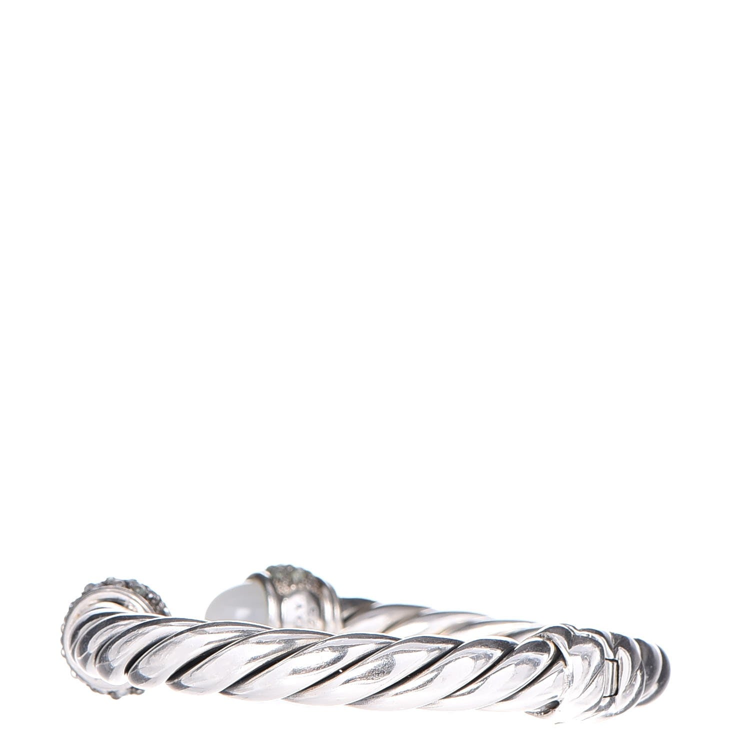 David Yurman Sterling Silver Moon Quartz Blue Moonstone 10mm Cable Renaissance Bracelet 3 of 4