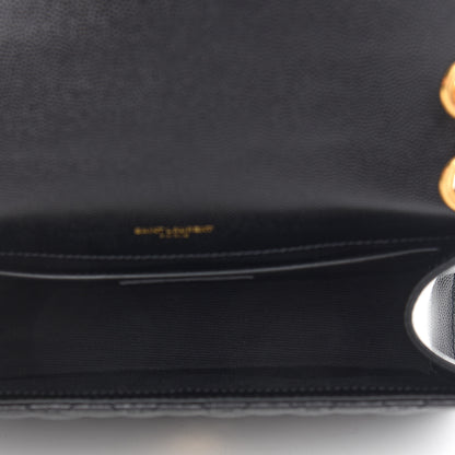 Saint Laurent Grain De Poudre Textured Mixed Matelasse Triquilt Medium Monogram Satchel Black 5 of 10
