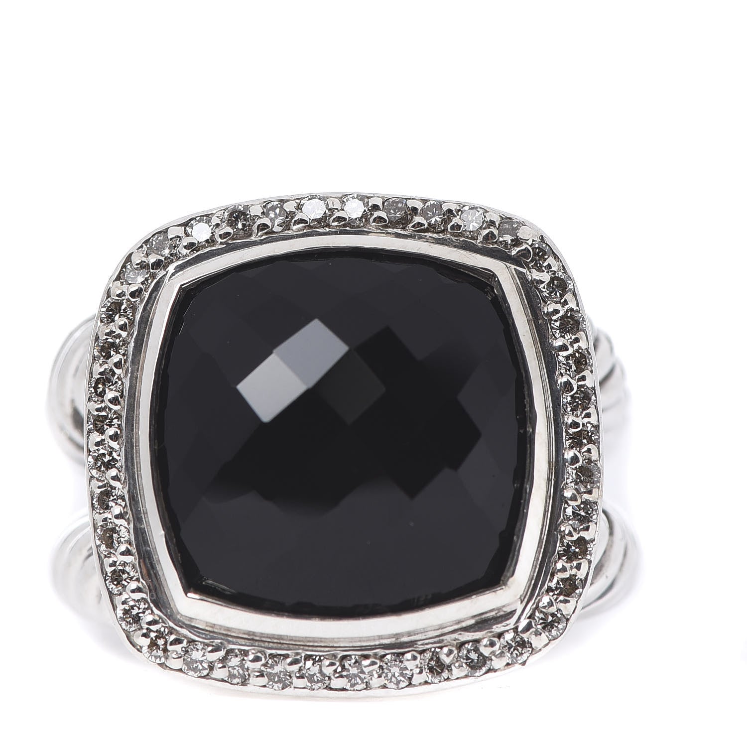 David Yurman Sterling Silver Diamond Black Onyx 14mm Albion Ring 54 7 1 of 5