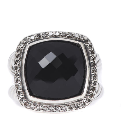 David Yurman Sterling Silver Diamond Black Onyx 14mm Albion Ring 54 7 1 of 5