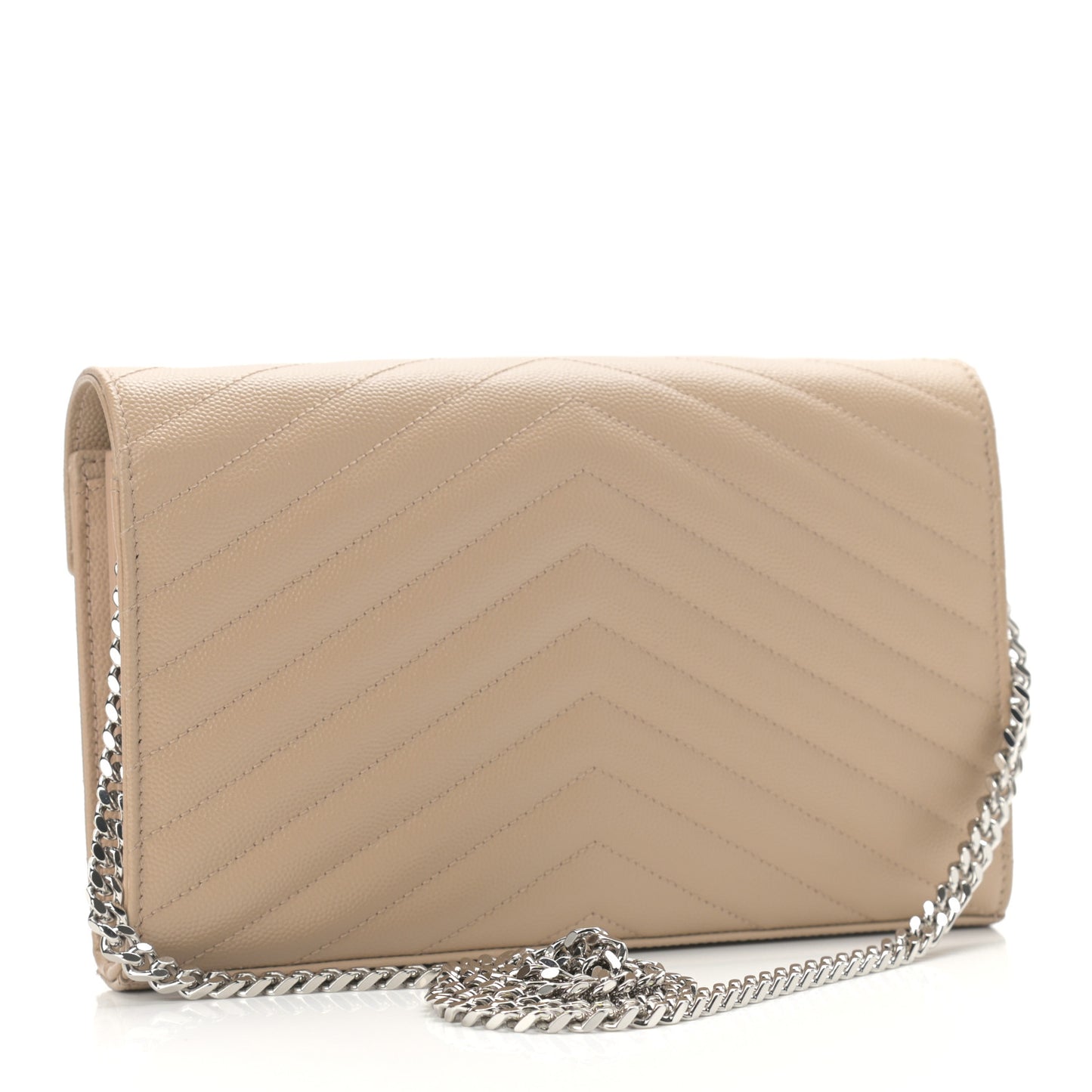 Grain De Poudre Matelasse Chevron Monogram Chain Wallet Nude Powder