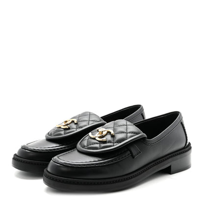 Chanel Lambskin Quilted CC Turnlock Loafers 36 Black 4 of 10