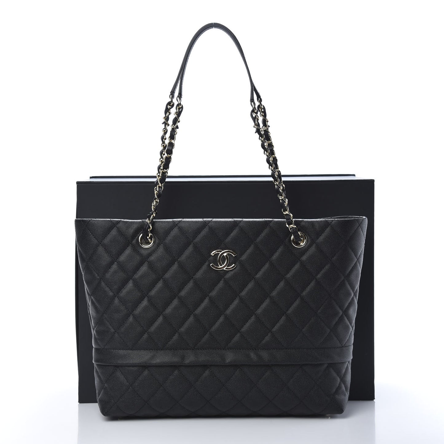 Caviar Quilted Rolled Up Tote Black