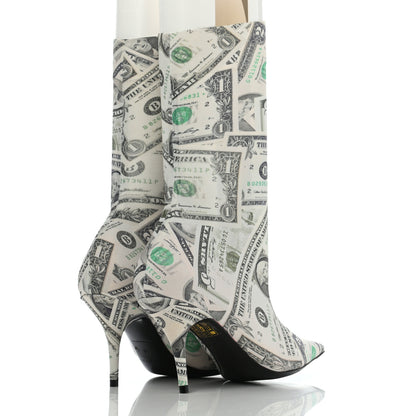 Balenciaga Spandex Dollars Print Extreme Pointed Toe Knife Ankle Boots 36 Vert 4 of 7