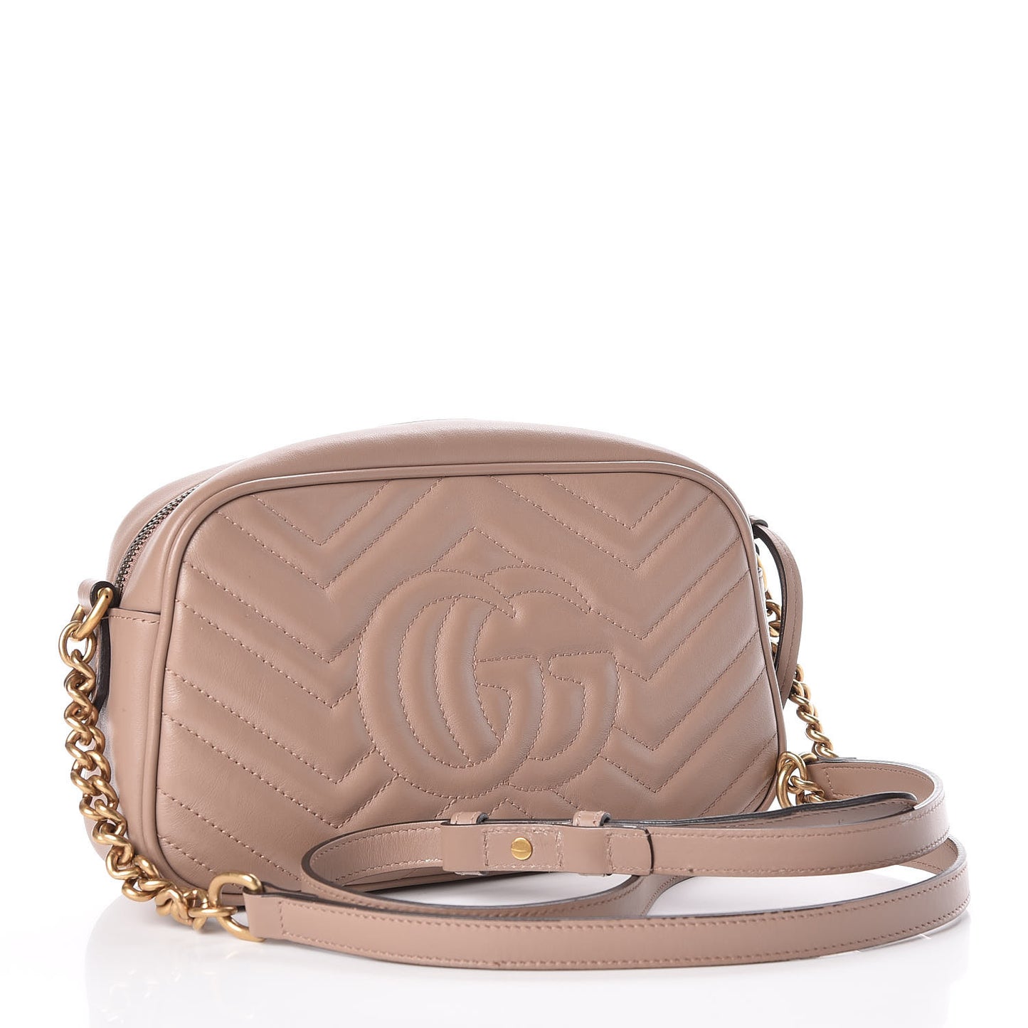 Calfskin Matelasse Small GG Marmont Chain Shoulder Bag Taupe