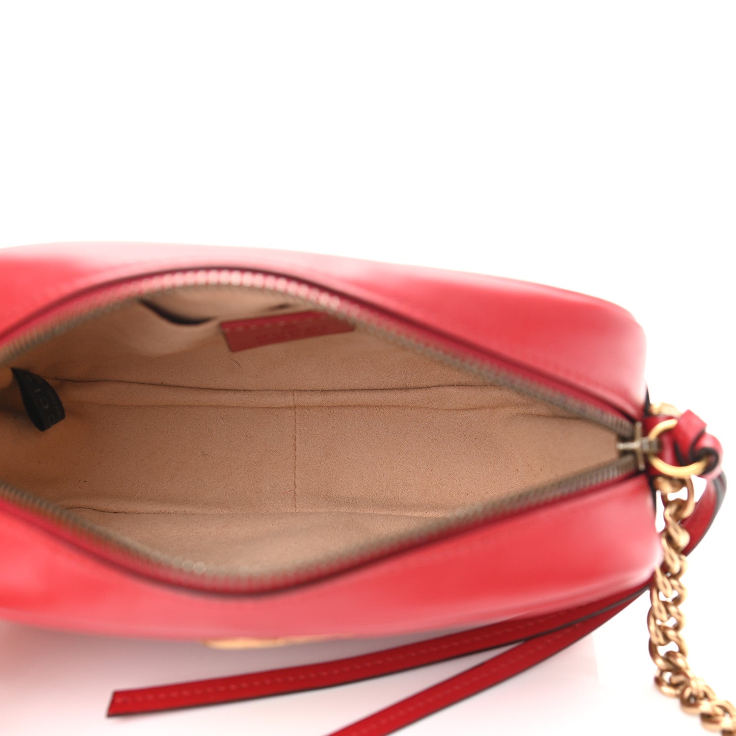 Gucci Calfskin Matelasse Mini GG Marmont Chain Shoulder Bag Hibiscus Red 5 of 11