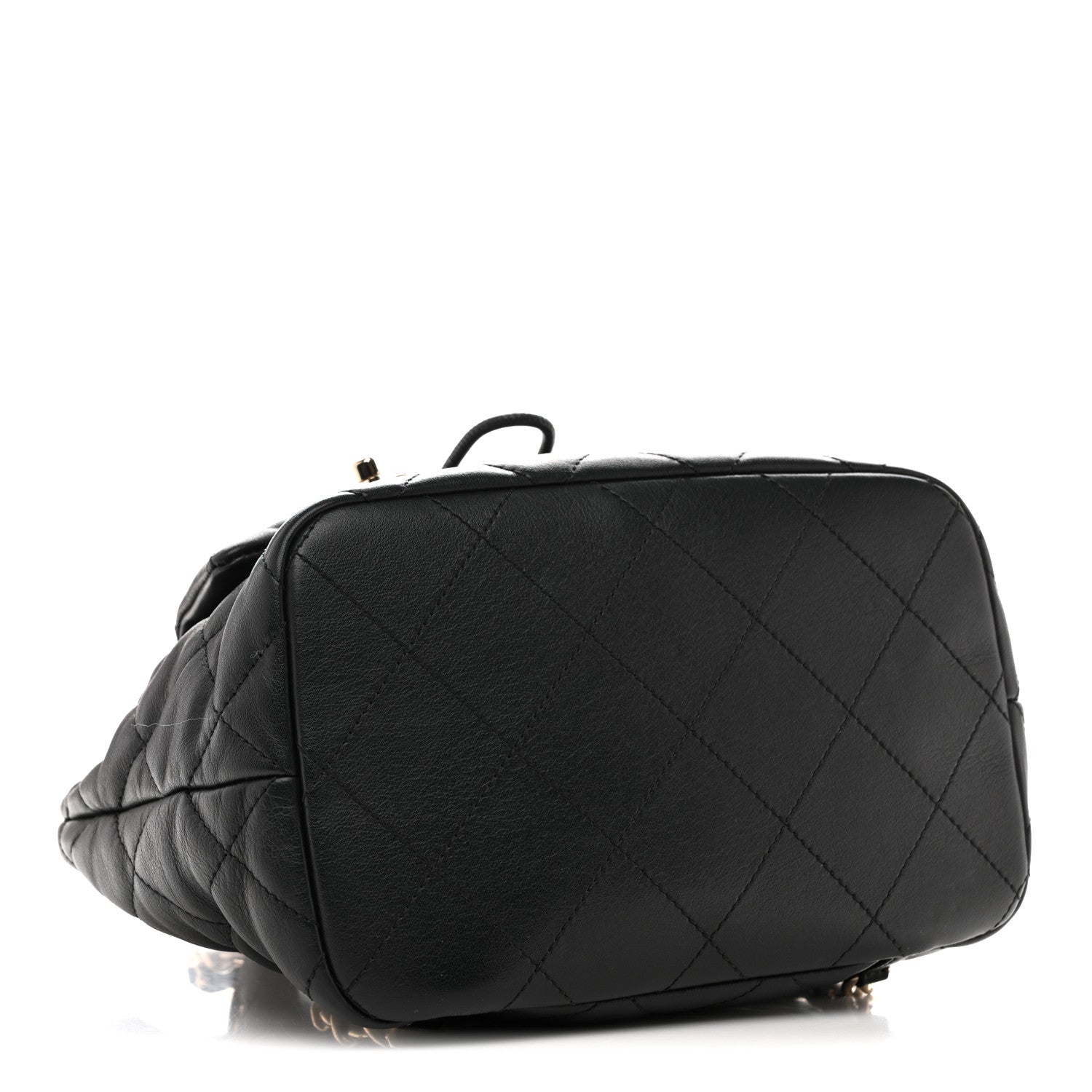 Chanel Lambskin Quilted Double Pocket Drawstring Backpack Black 4 of 10