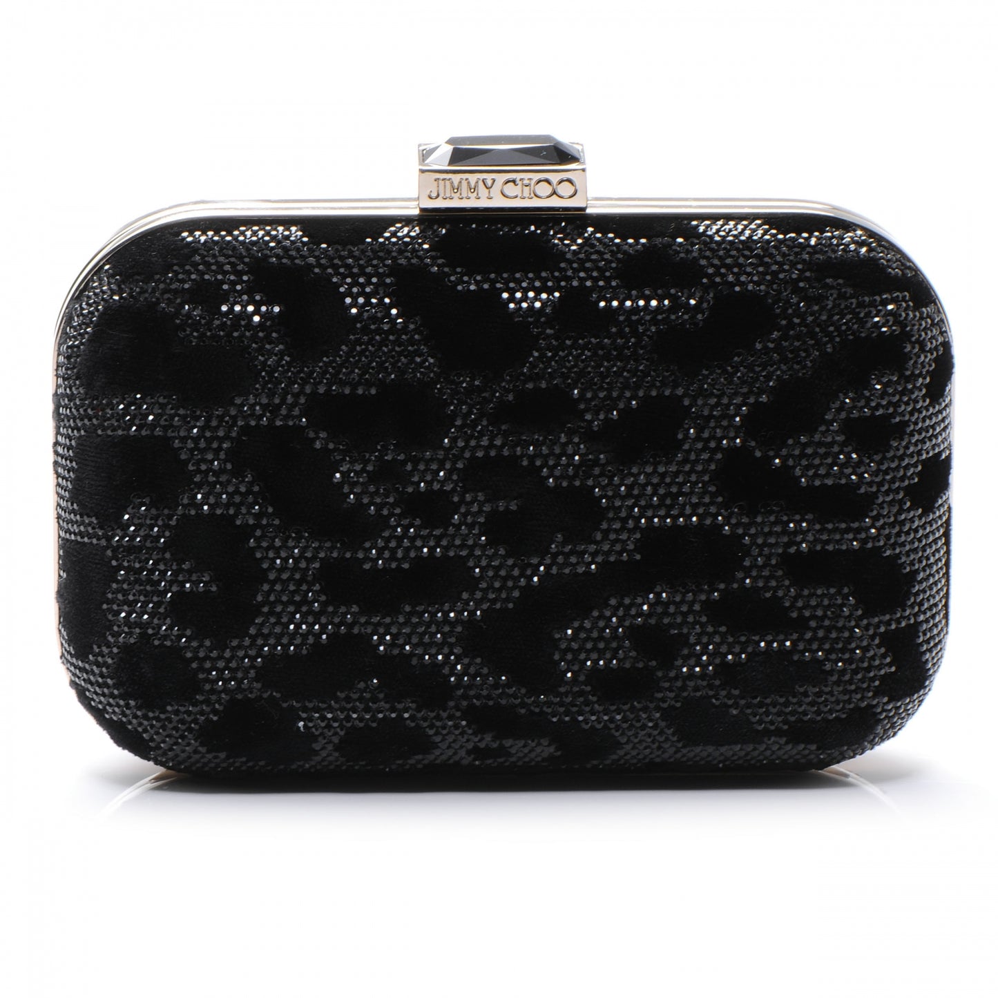 Velvet Cloud Stone Embellished Clutch Black