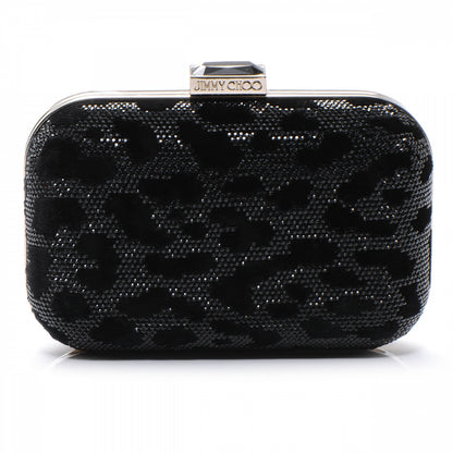Jimmy Choo Velvet Cloud Stone Embellished Clutch Black 1 of 6