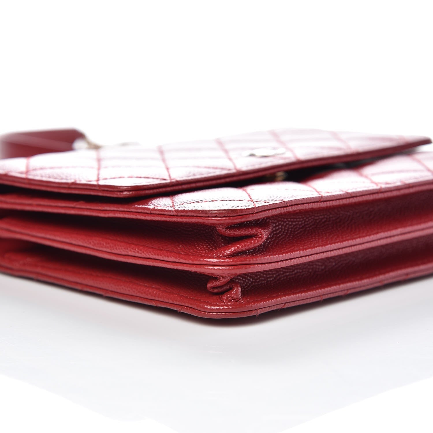 Chanel Caviar Quilted Square Wallet On Chain WOC Dark Red 9 of 10